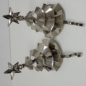 Silver Tone Metal Christmas Stocking Holder, Weigh 2.3 lbs.